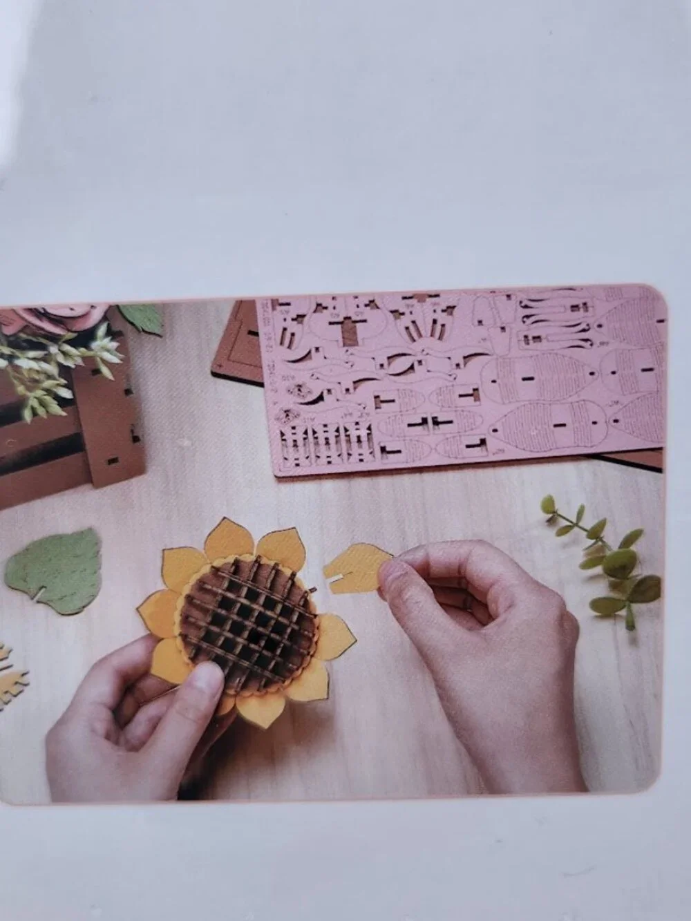 3D Puzzle for Adults Wooden Flower Building Set Artificial Flowers Wedding Cente
